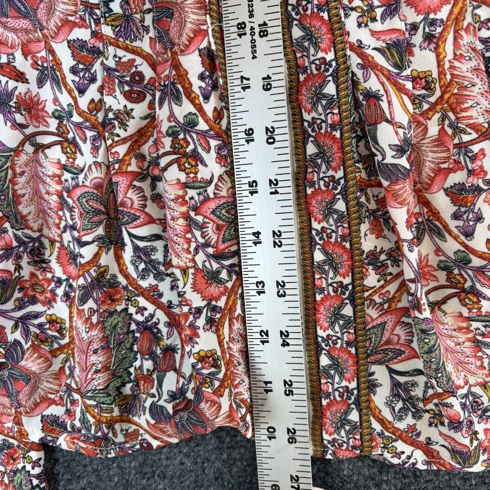 Max Studio Blouse Top Women S Multicolor Floral Smocked Tie Waist Flutter Sleeve - Picture 2 of 8